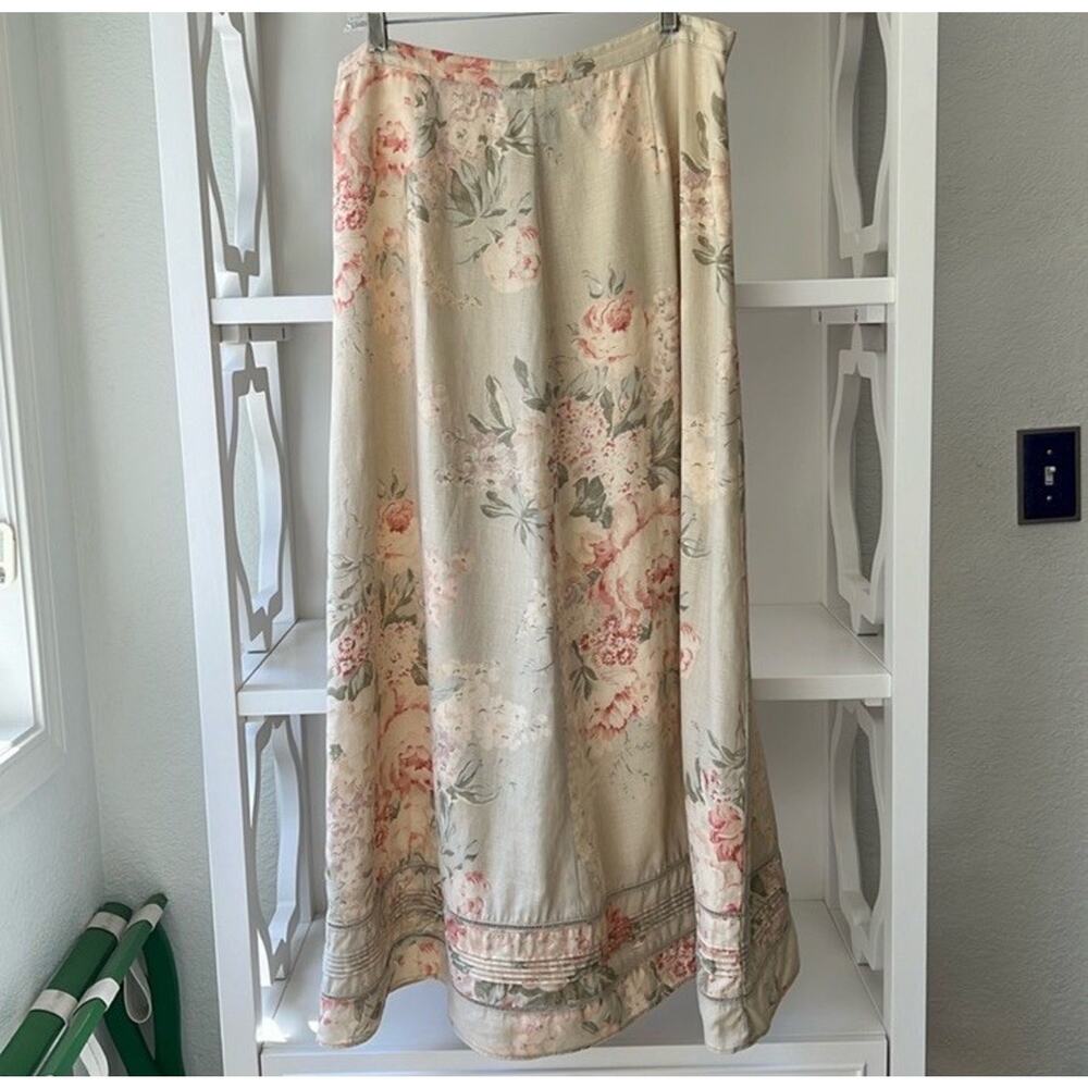 Ralph Lauren Skirt Floral 100% Linen Maxi Boho Cottagecore Cottagerose 6 - Picture 4 of 9